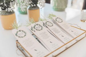 Bookmarks displayed as a part of a wedding display