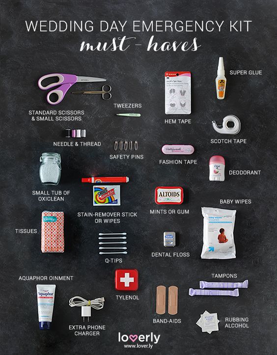Wedding day emergency kit essentials - all linked in