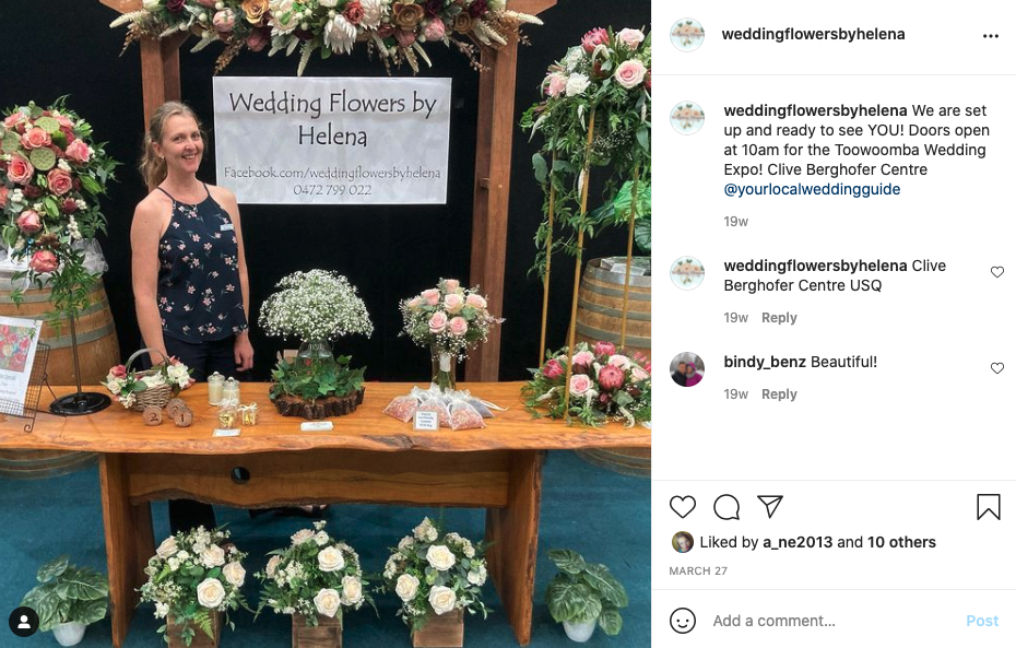 wedding flowers by helena Cantwell, instagram screenshot
